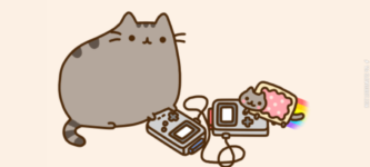 Pusheen+and+Nyan+cat+are+friends.