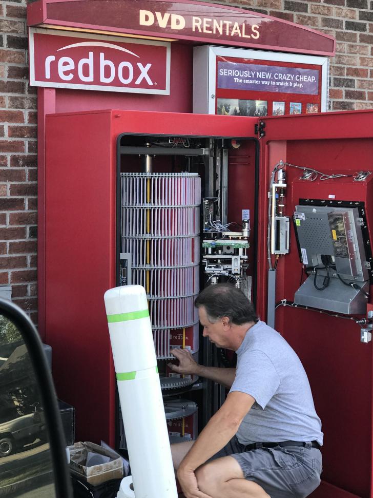 Inside of a redbox machine.