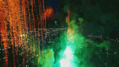 Flying+a+drone+through+fireworks