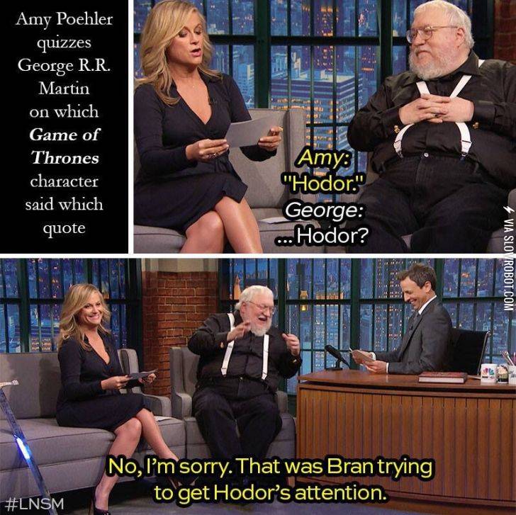 Amy+Poehler+quizzes+George+R.+R.+Martin+about+a+quote+from+GoT