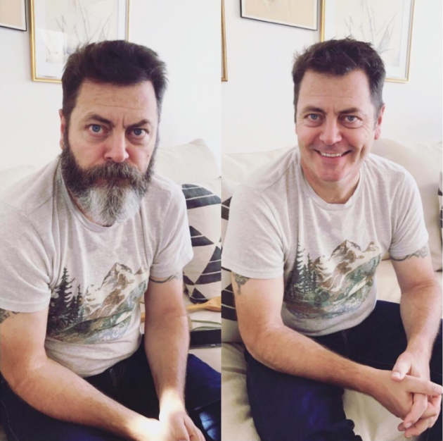 Nick+Offerman+With+and+Without+a+Full+Beard.+Gross.
