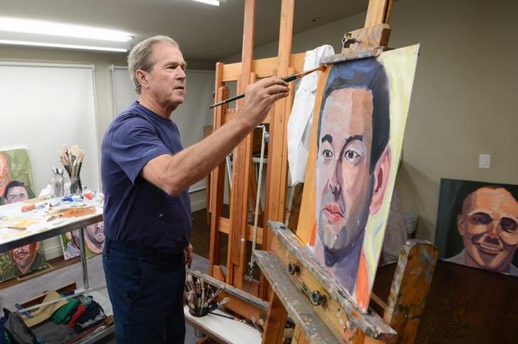 George+W.+Bush+painting+a+portrait.+This+guy+hobbies.