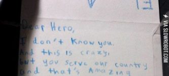 A+soldier+receives+a+letter+from+a+little+girl.