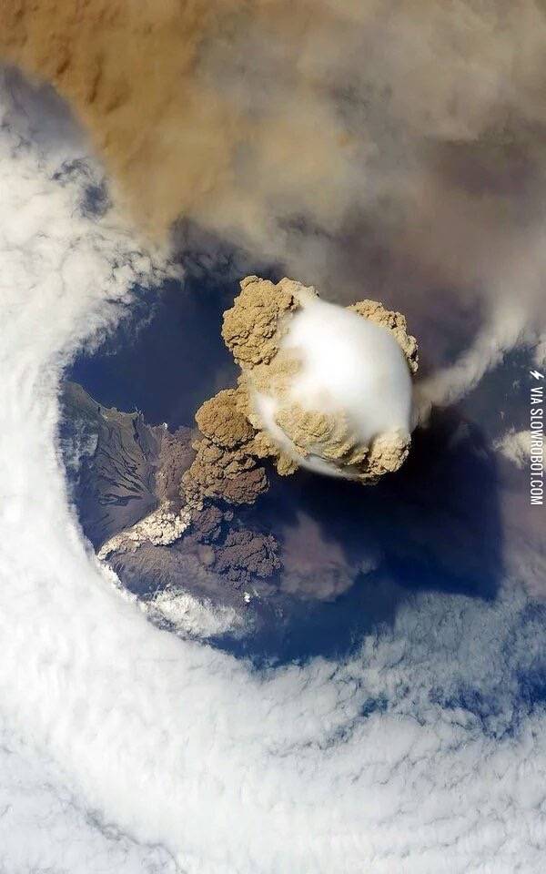 A+volcanic+eruption+as+seen+from+space