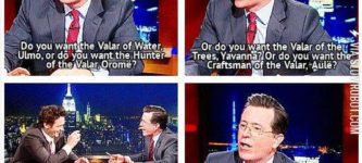 James+Franco+and+Stephen+Colbert+having+a+Tolkien+showdown.