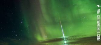 Meteor+streaking+through+Aurora+Borealis