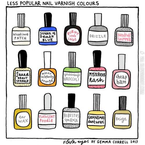 Less+popular+nail+varnish+colours.