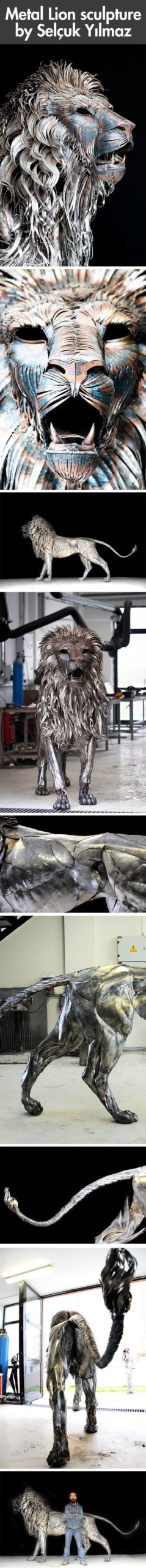 Metal+lion+sculpture.