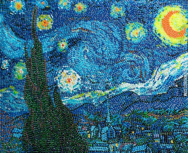 Starry+Night+made+out+of+jelly+beans