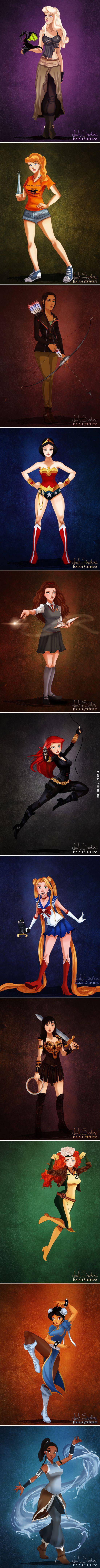 Disney+princesses+dressed+up+as+Superheroines.