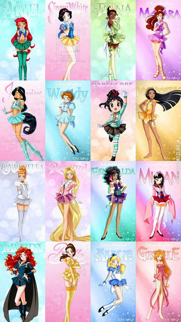 Sailor+Moon+and+Disney+princess+mash-up.
