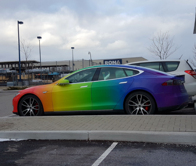 This+rainbow+coloured+Tesla