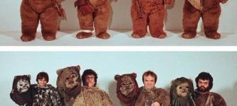 The+actors+underneath+the+Ewok+masks+for+Return+of+the+Jedi%2C+1982.