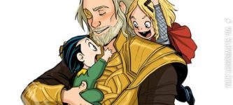 Little+Thor+and+Loki+with+Daddy+Odin.