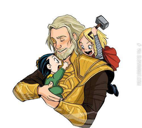 Little+Thor+and+Loki+with+Daddy+Odin.