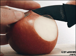 Cutting+a+thin+apple+slice