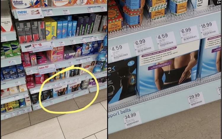 They+put+the+back+pain+items+on+the+bottom+shelf