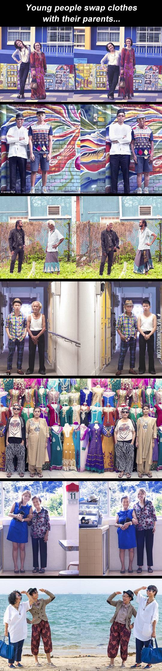 Young+people+swap+clothes+with+their+parents.