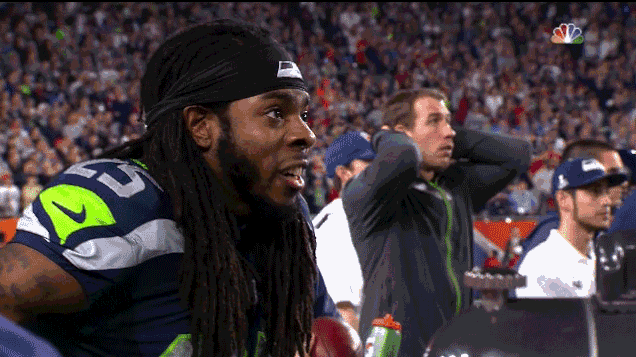 Richard+Sherman+watching+the+last+play+of+the+Super+Bowl.