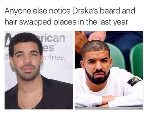 Drake+swapped+his+hair+and+beard+around
