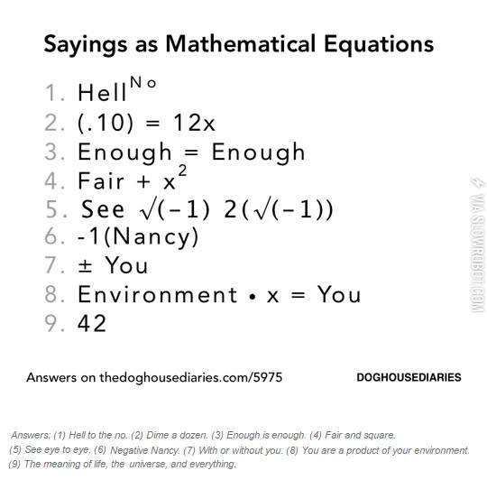 Sayings+as+math+equations