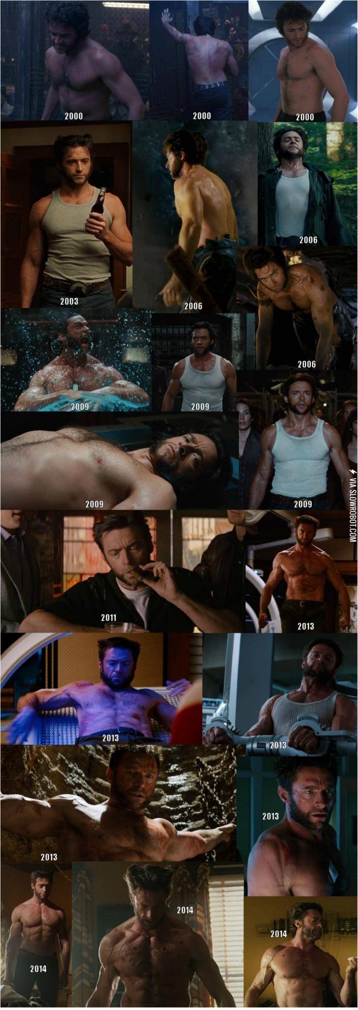 Hugh+Jackman%26%238217%3Bs+physique+in+the+7+movies+he+played+Wolverine