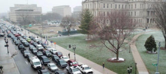 Protestors+against+the+stay-at-home+order+in+Michigan+block+streets+leading+to+Sparrow+Hospital