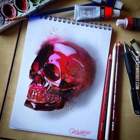 Ridiculously+Good+Drawing+Of+A+Red+Skull