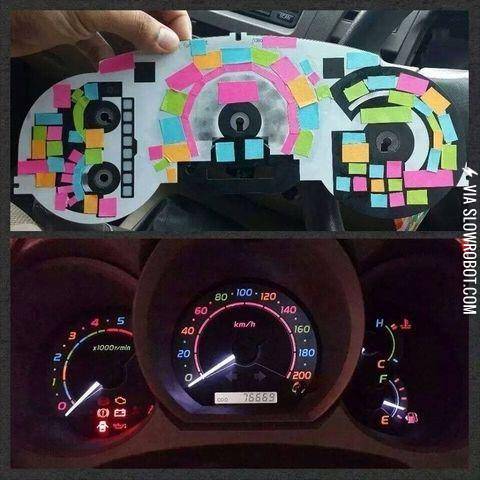 Post+It+notes+under+the+dashboard