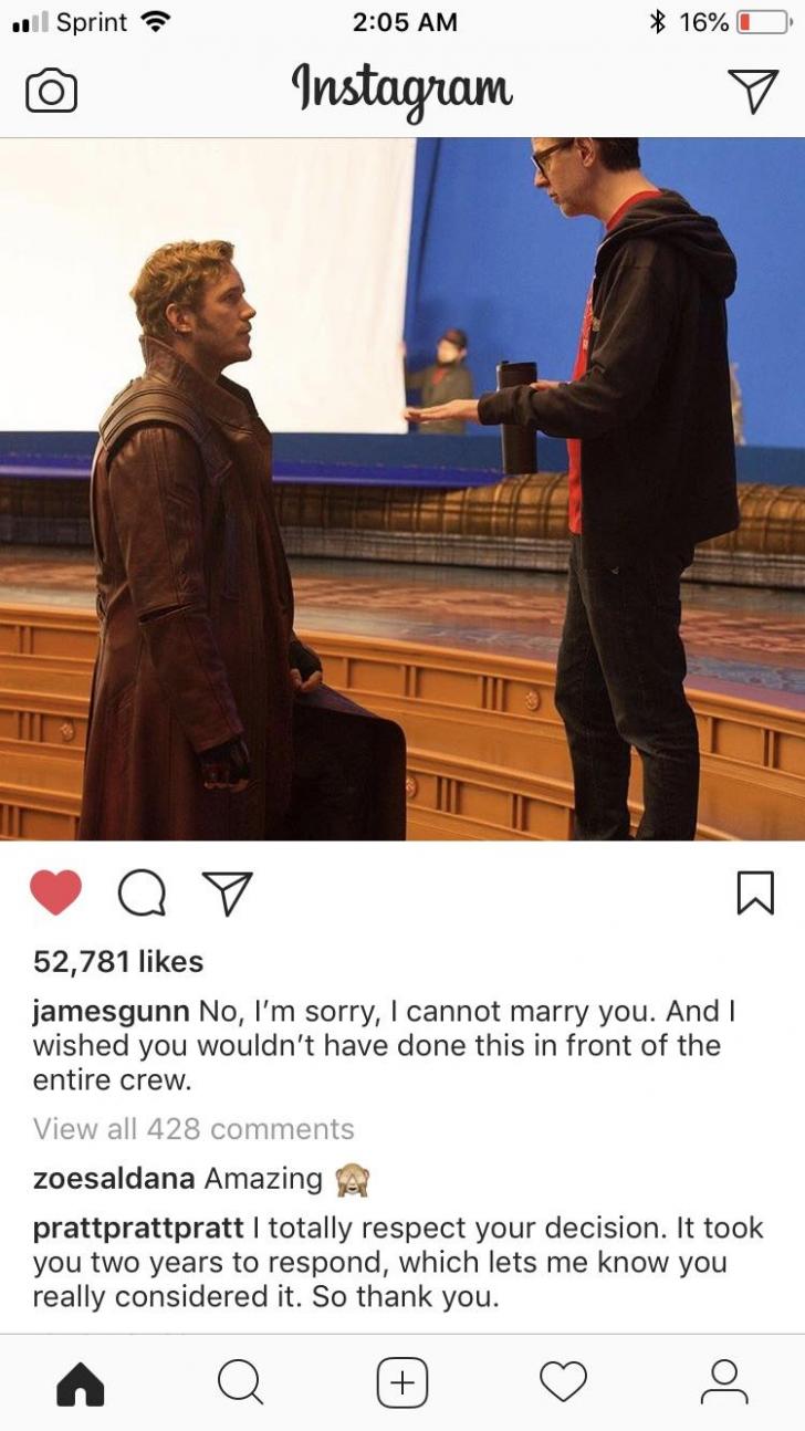 James+Gunn+on+Chris+Pratt%26%238217%3Bs+marriage+proposal.