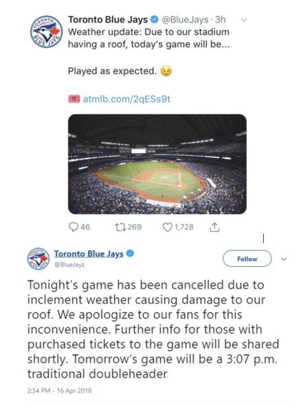 The+Toronto+Blue+Jays+react+to+all+the+cancelled+MLB+games+recently