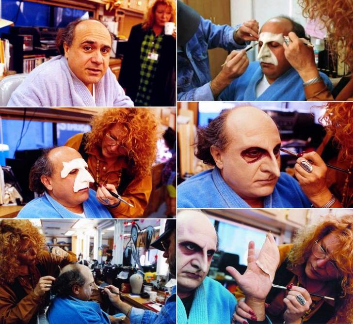 Danny+Devito%2C+behind+the+scenes%2C+as+Penguin+in+the+movie+Batman+Returns.