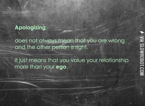 Apologizing.