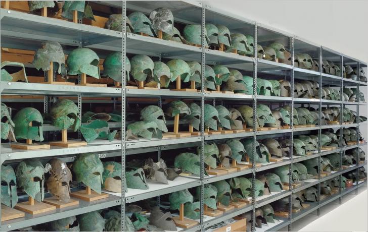 Ancient+Greek+Helmets%2C+Classical+Period+%26%238211%3B+From+Olympia+Museum+Store+Room
