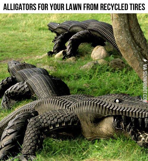 Alligators+made+from+tires.