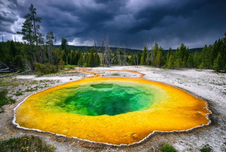 Morning+Glory+Pool+in+Yellowstone+NP+used+to+be+blue%2C+but+coins+thrown+into+the+pool+have+dyed+the+water+green%2Fyellow.