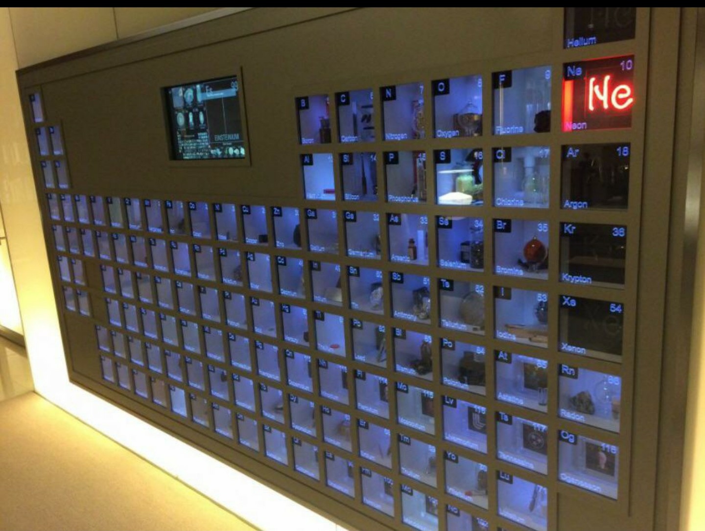 Bill+Gates+has+a+periodic+table+mounted+in+his+office+with+a+samples+of+each+element+inside+of+it