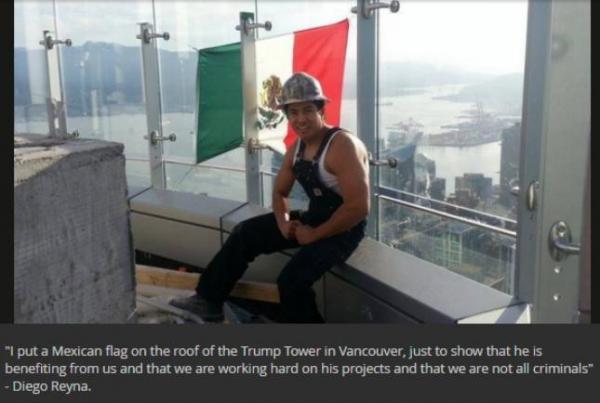 Flying+the+Mexican+flag+from+the+top+of+Trump+Tower