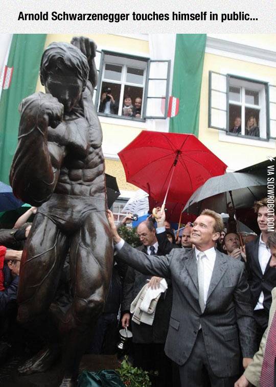 Arnold+Schwarzenegger+Touches+Himself+In+Public