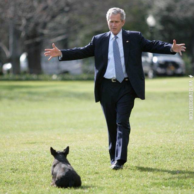 George+W.+Bush+ready+to+fight+his+dog