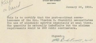 Winston+Churchill%26%238217%3Bs+doctors+note+that+allows+him+unlimited+alcohol+in+prohibition+America+roundabouts+1931