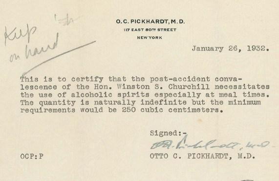 Winston+Churchill%26%238217%3Bs+doctors+note+that+allows+him+unlimited+alcohol+in+prohibition+America+roundabouts+1931