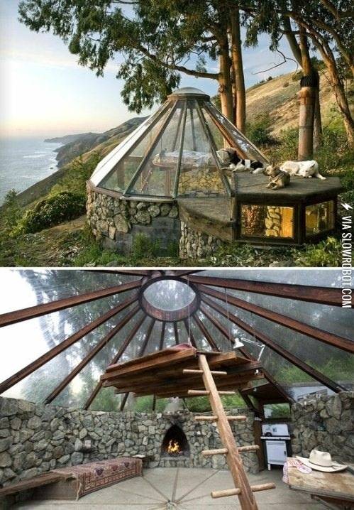 Cliffside+tent+made+of+stone+and+glass