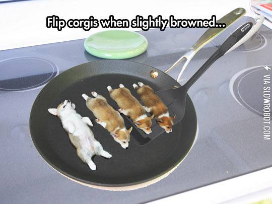 Flip+corgis+when+slightly+browned.