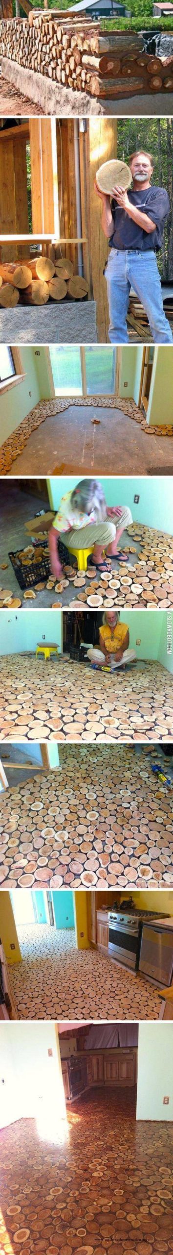 Cordwood+floor+DIY+project+I+saw+online