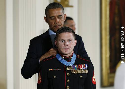 Kyle+Carpenter+receiving+his+Medal+of+Honor+today.