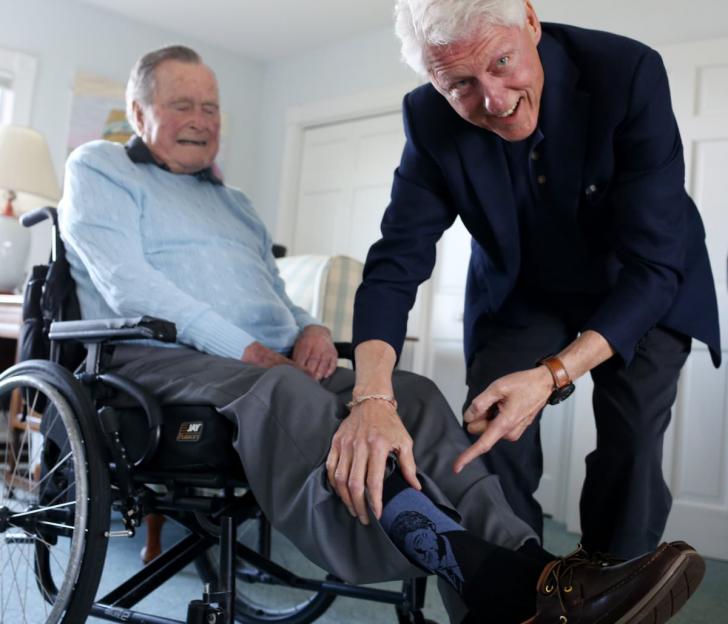 George+H.+W.+Bush+wore+special+socks+today+for+his+visitor