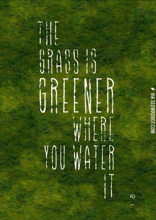 The+grass+is+greener+where+you+water+it.