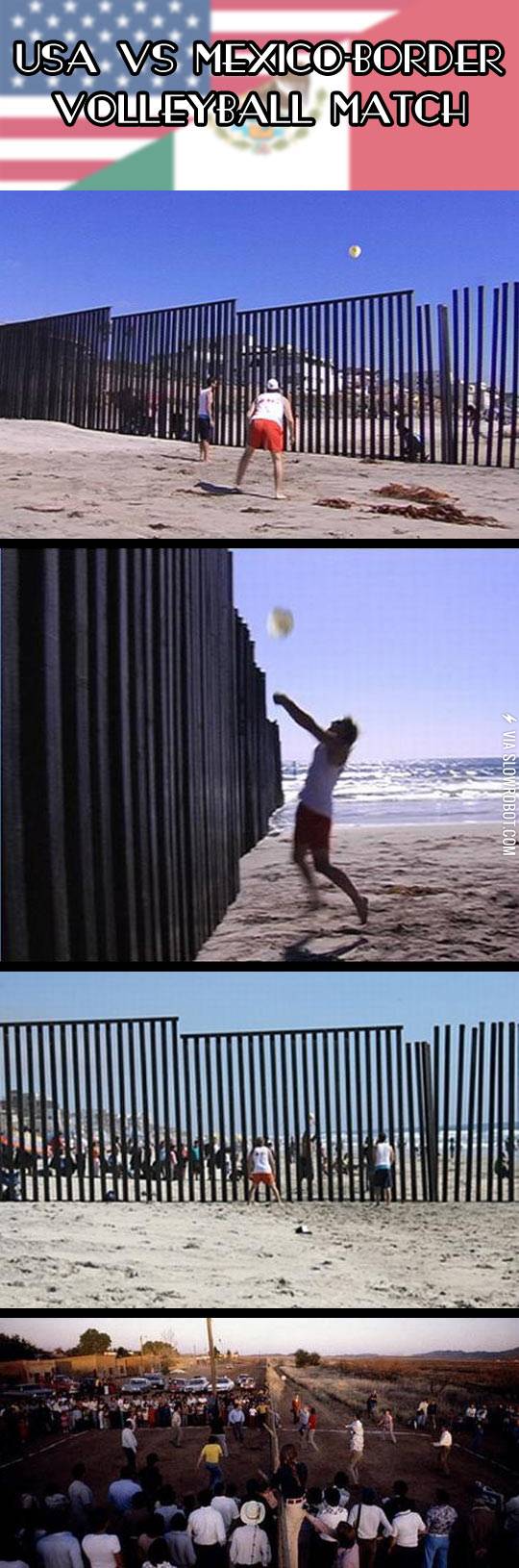 USA+vs.+Mexico+border+volleyball+match.