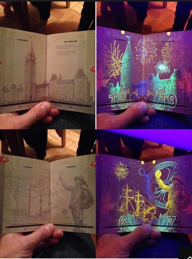 Canadian+passport+in+UV+light